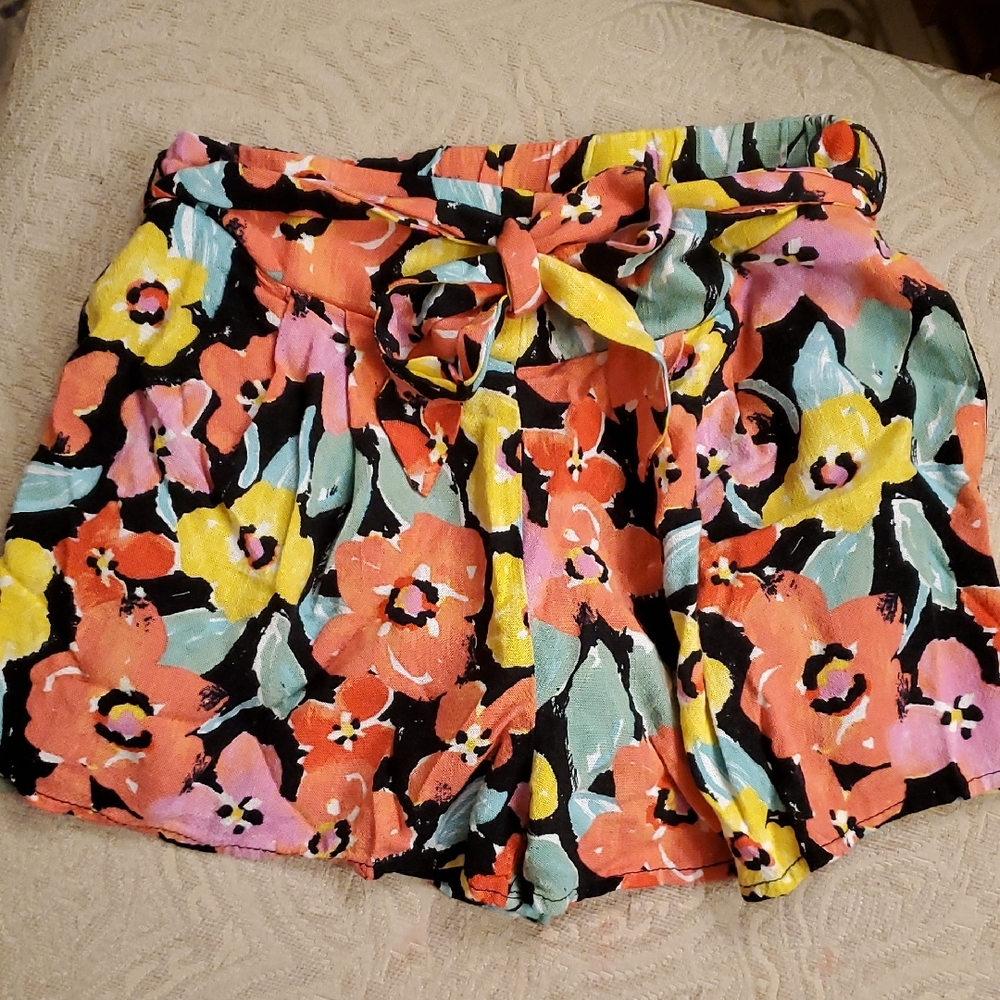 GB girls Black and Yellow Floral Shorts